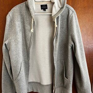 J. Crew Hoodie — full zip, grey, men's MED